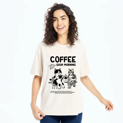 Tokyo‑Tiger Funny Coffee Cats Washed T‑Shirt