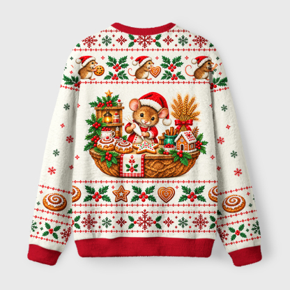 Tokyo-Tiger Mouse Bakes Cookies Fuzzy Christmas Ugly Sweatshirt