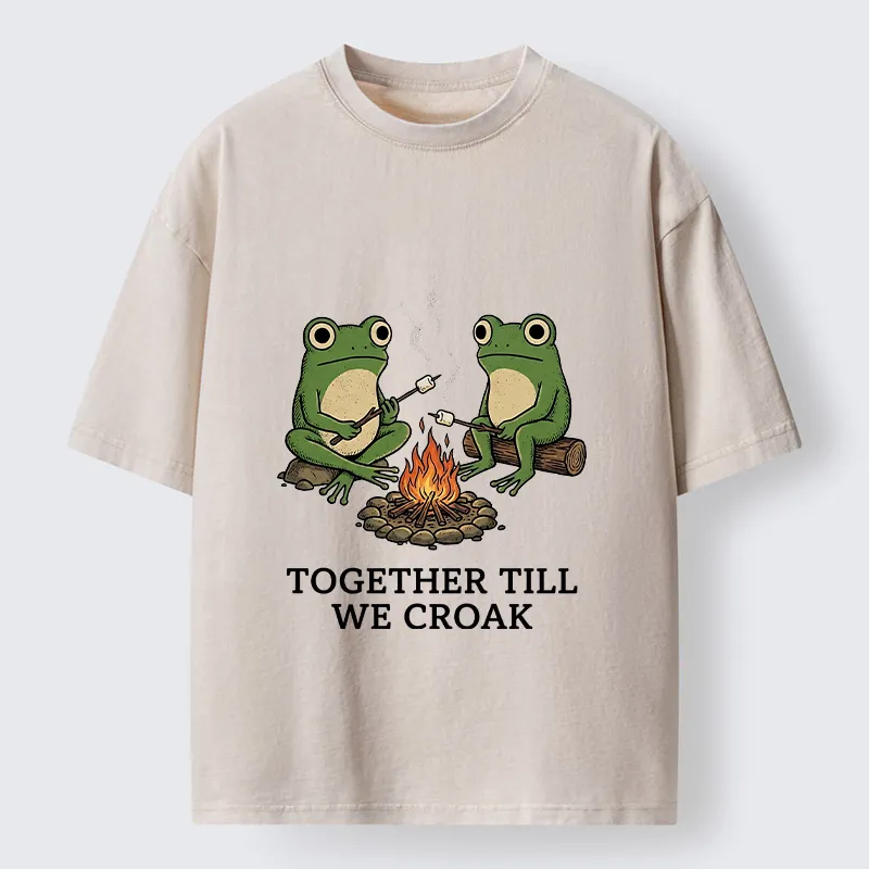 Tokyo‑Tiger Camping Frog Friends Funny Meme Washed T‑Shirt Sale