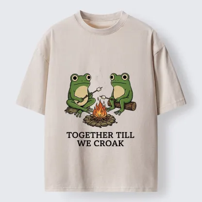 Tokyo-Tiger Camping Frog Friends Funny Meme Washed T-Shirt