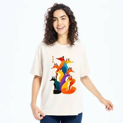 Tokyo‑Tiger Colorful Fox Crew Washed T‑Shirt
