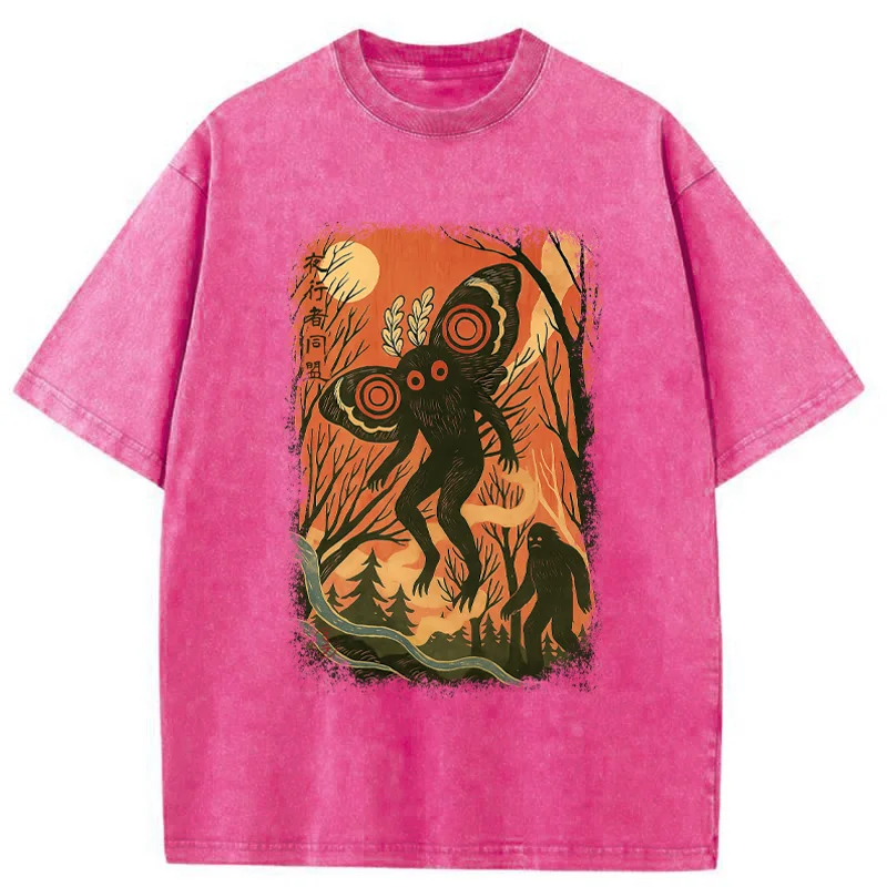 Tokyo-Tiger Vintage Bigfoot And Mothman Washed T-Shirt