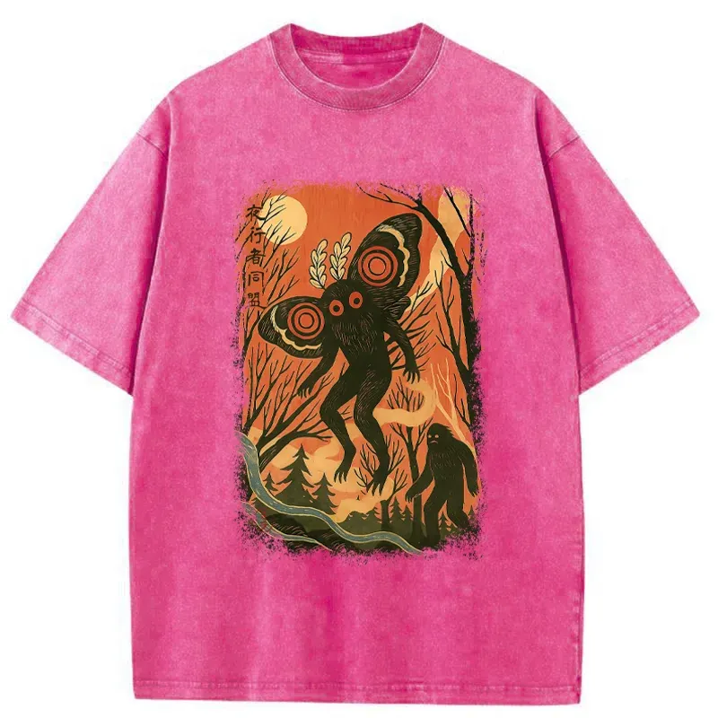 Tokyo-Tiger Vintage Bigfoot And Mothman Washed T-Shirt