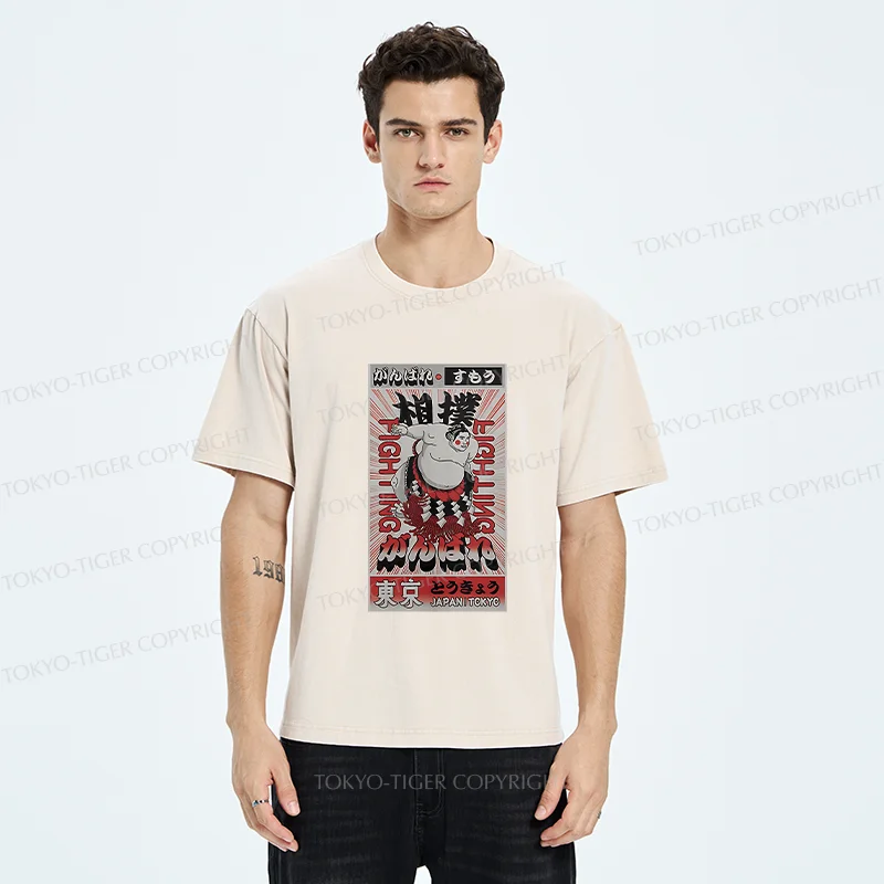 Tokyo-Tiger Vintage Sumo Poster Washed T-Shirt