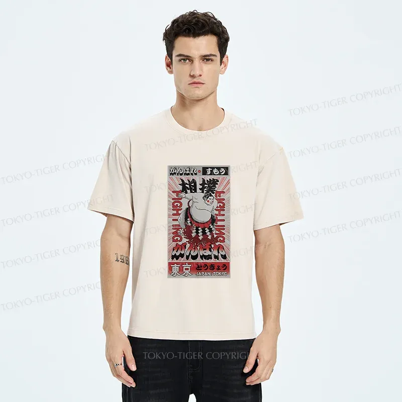 Tokyo-Tiger Vintage Sumo Poster Washed T-Shirt