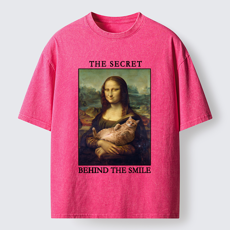 Tokyo‑Tiger Mona Lisa Cat Meme Washed T‑Shirt