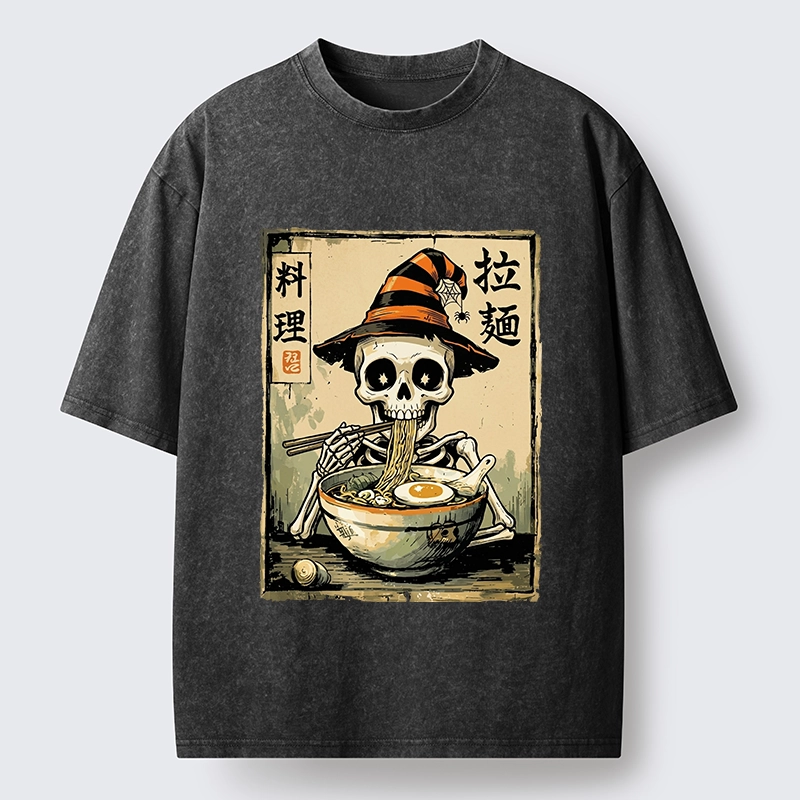 Tokyo‑Tiger Funny Skull Ramen Washed T‑Shirt