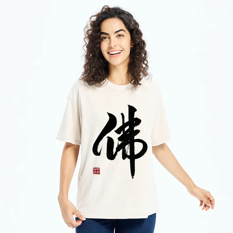 Tokyo-Tiger Oriental Buddha Kanji Washed T-Shirt