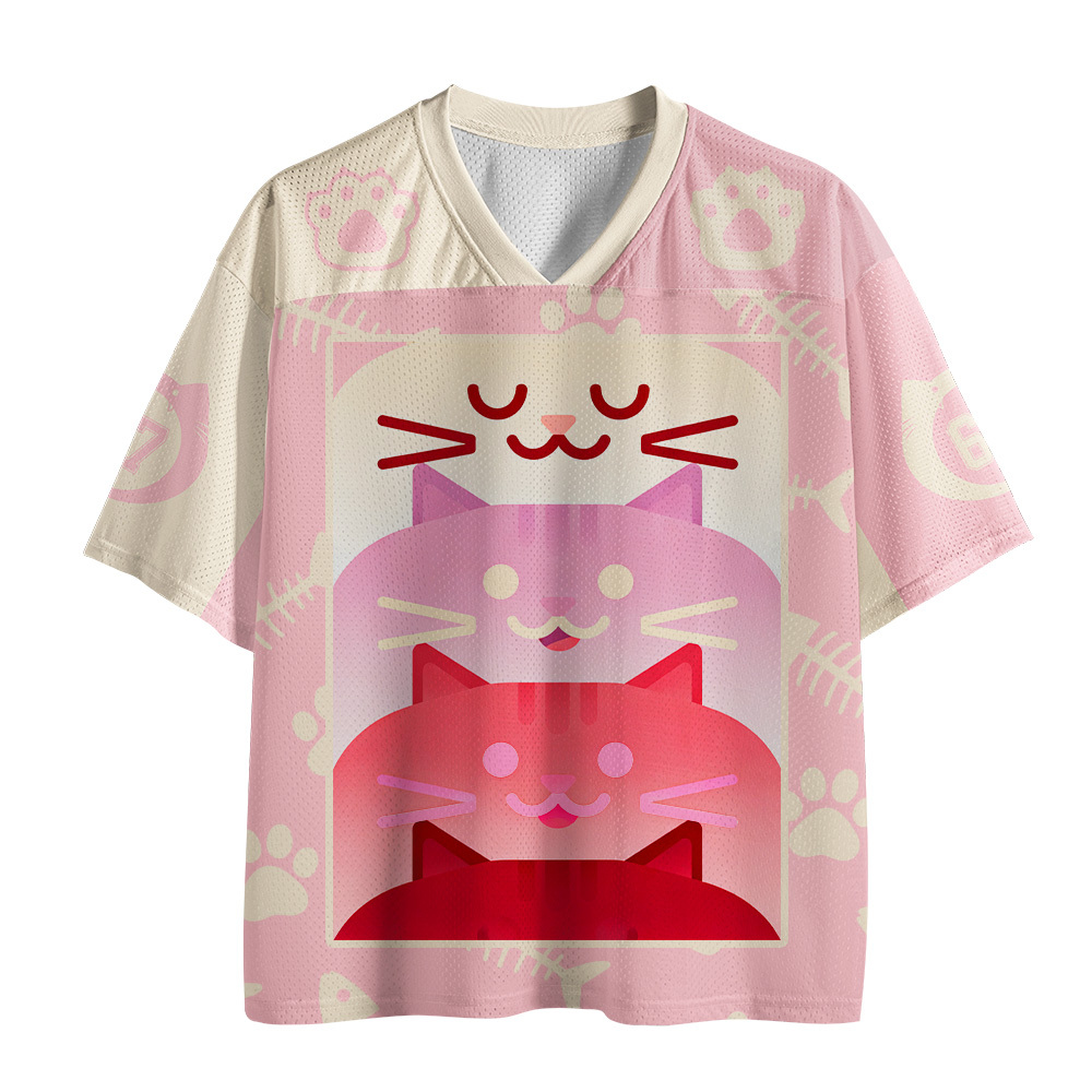 Tokyo-Tiger Cute Pink Cats Mesh Jersey