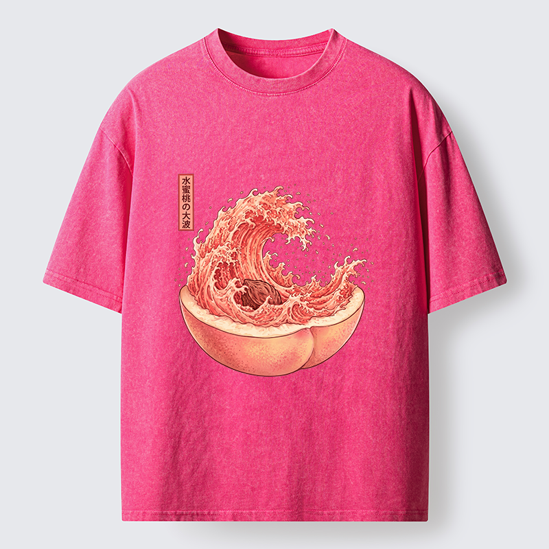 Tokyo-Tiger Vintage Peach Wave Washed T-Shirt