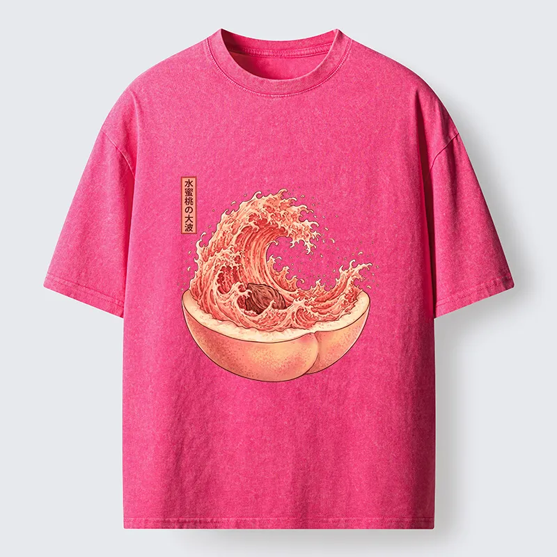 Tokyo-Tiger Vintage Peach Wave Washed T-Shirt