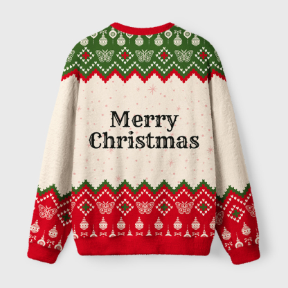 Tokyo-Tiger Funny Mothman Drinking Wine Fuzzy Christmas Ugly Sweatshirt