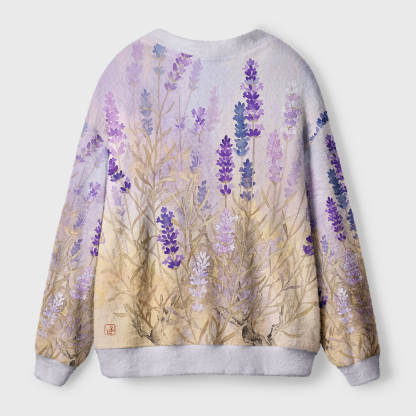 Tokyo-Tiger Vintage Lavender Art Ugly Cardigan Sweater