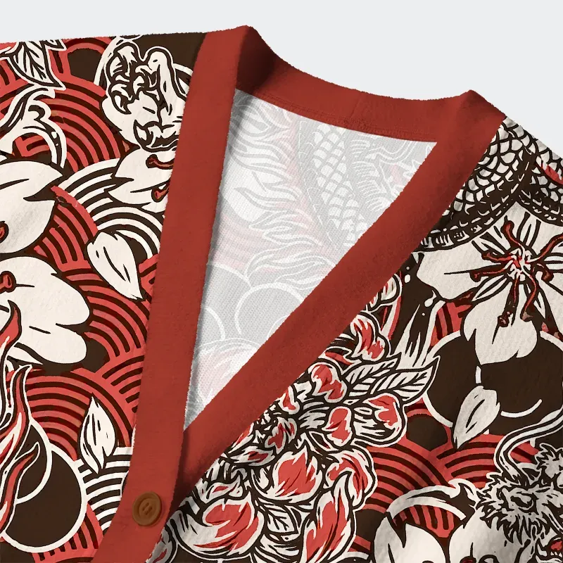 Tokyo-Tiger Japanese Retro Dragon Ugly Cardigan Sweater