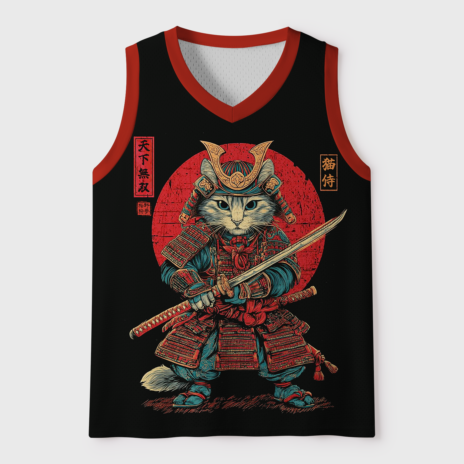 Tokyo-Tiger The Crimson Blade Samurai Cat Mesh Tank Top