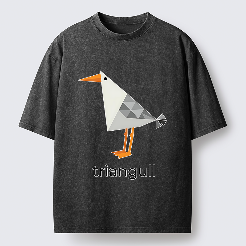 Tokyo-Tiger Cute Triangle Seagull Washed T-Shirt