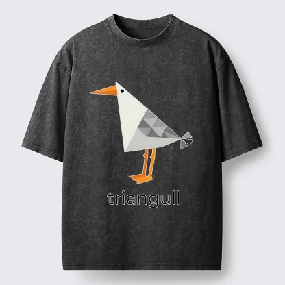 Tokyo-Tiger Cute Triangle Seagull Washed T-Shirt