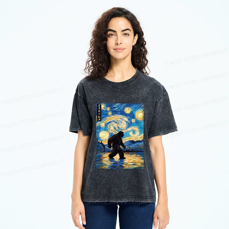 Tokyo-Tiger Bigfoot Under The Stars Washed T-Shirt