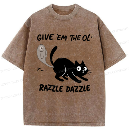Tokyo-Tiger Give 'Em the Ol' Funny Cat Washed T-Shirt