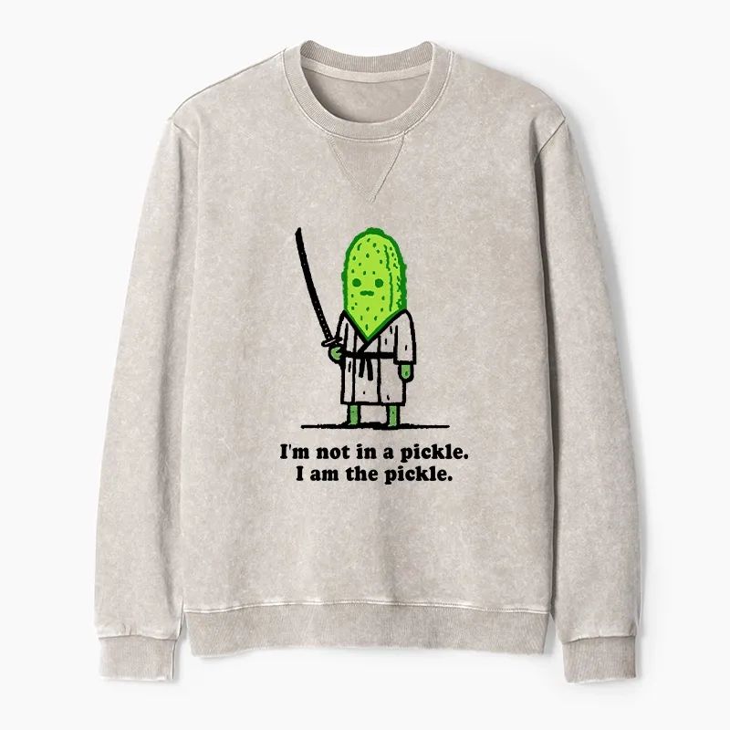 Tokyo-Tiger Funny Cucumber Samurai Washed Terry Sweatshirt