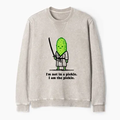 Tokyo-Tiger Funny Cucumber Samurai Washed Terry Sweatshirt