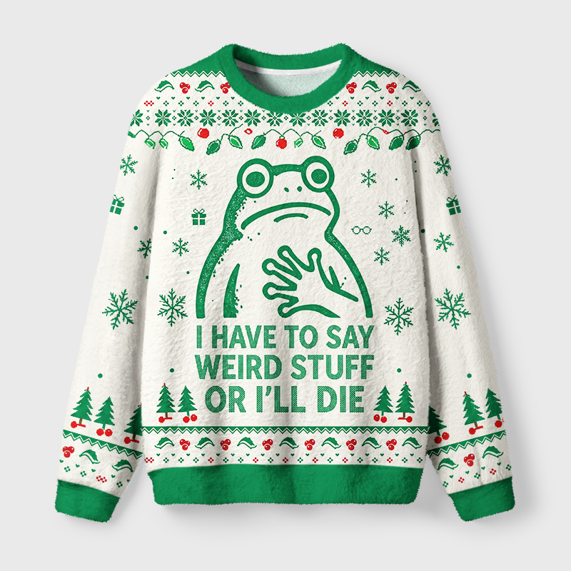 Tokyo-Tiger Weird Frog Funny Meme Fuzzy Christmas Ugly Sweatshirt