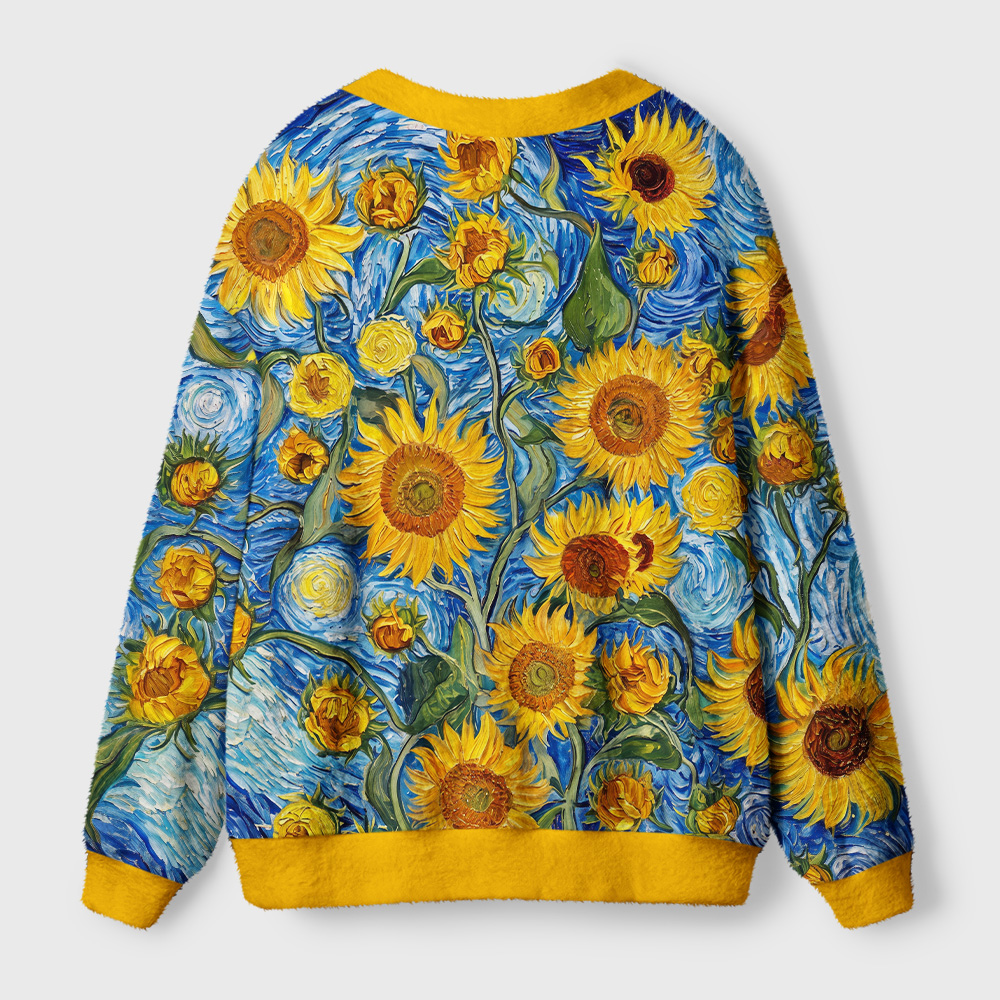 Tokyo-Tiger Van Gogh Starry Sky Sunflowers Ugly Cardigan Sweater