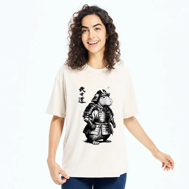 Tokyo-Tiger Capybara Samurai No Fear Washed T-Shirt