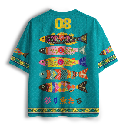 Tokyo-Tiger Colorful Patterned Fish Mesh Jersey