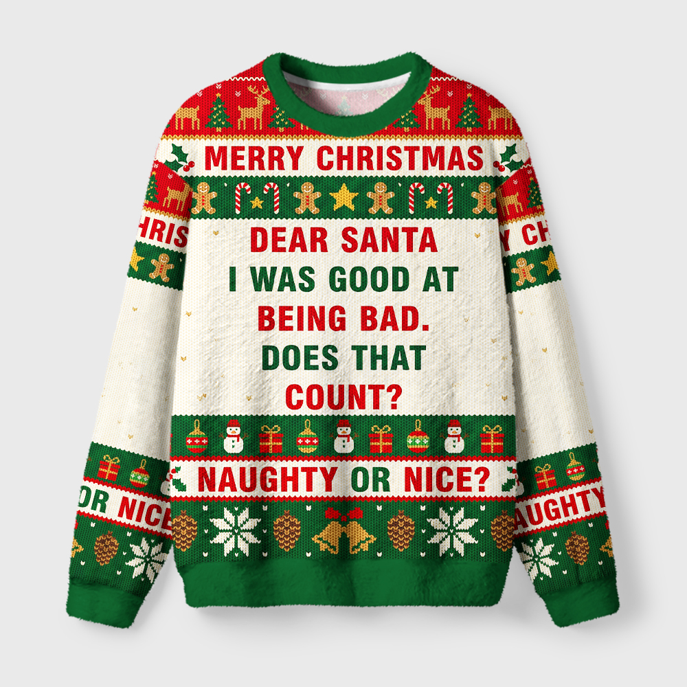 Tokyo-Tiger Good At Being Bad Fuzzy Christmas Ugly Sweatshirt