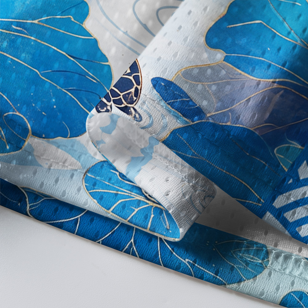 Tokyo-Tiger Auspicious Crane Blue Pond Mesh Jersey