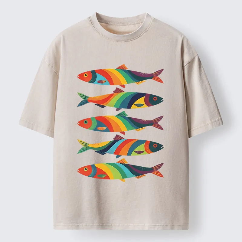 Tokyo‑Tiger Bright Colorful Fish Washed T‑Shirt Sale