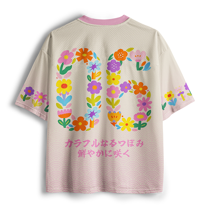 Tokyo-Tiger Rainbow Tulip Bloom Mesh Jersey