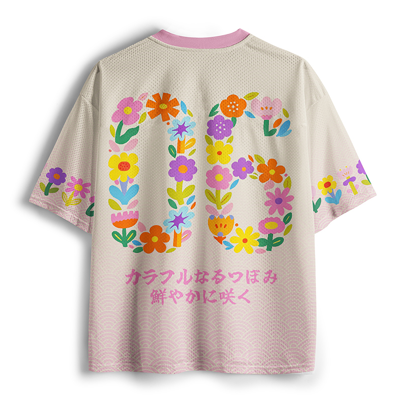 Tokyo-Tiger Rainbow Tulip Bloom Mesh Jersey