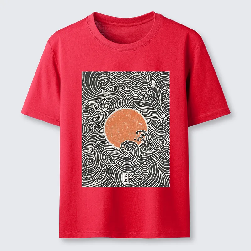 Tokyo-Tiger Ukiyo-e Sun And Waves Classic T-Shirt