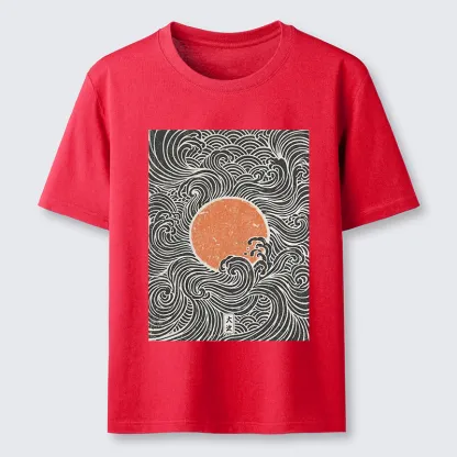 Tokyo-Tiger Ukiyo-e Sun And Waves Classic T-Shirt