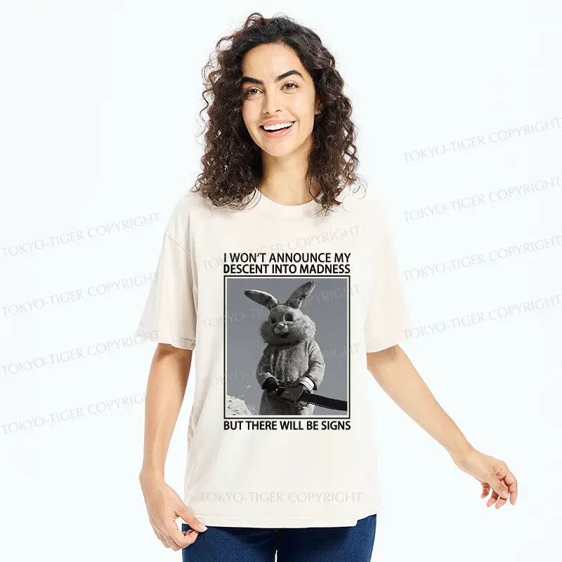 Tokyo-Tiger Rabbit Goes Into Madness Funny Washed T-Shirt