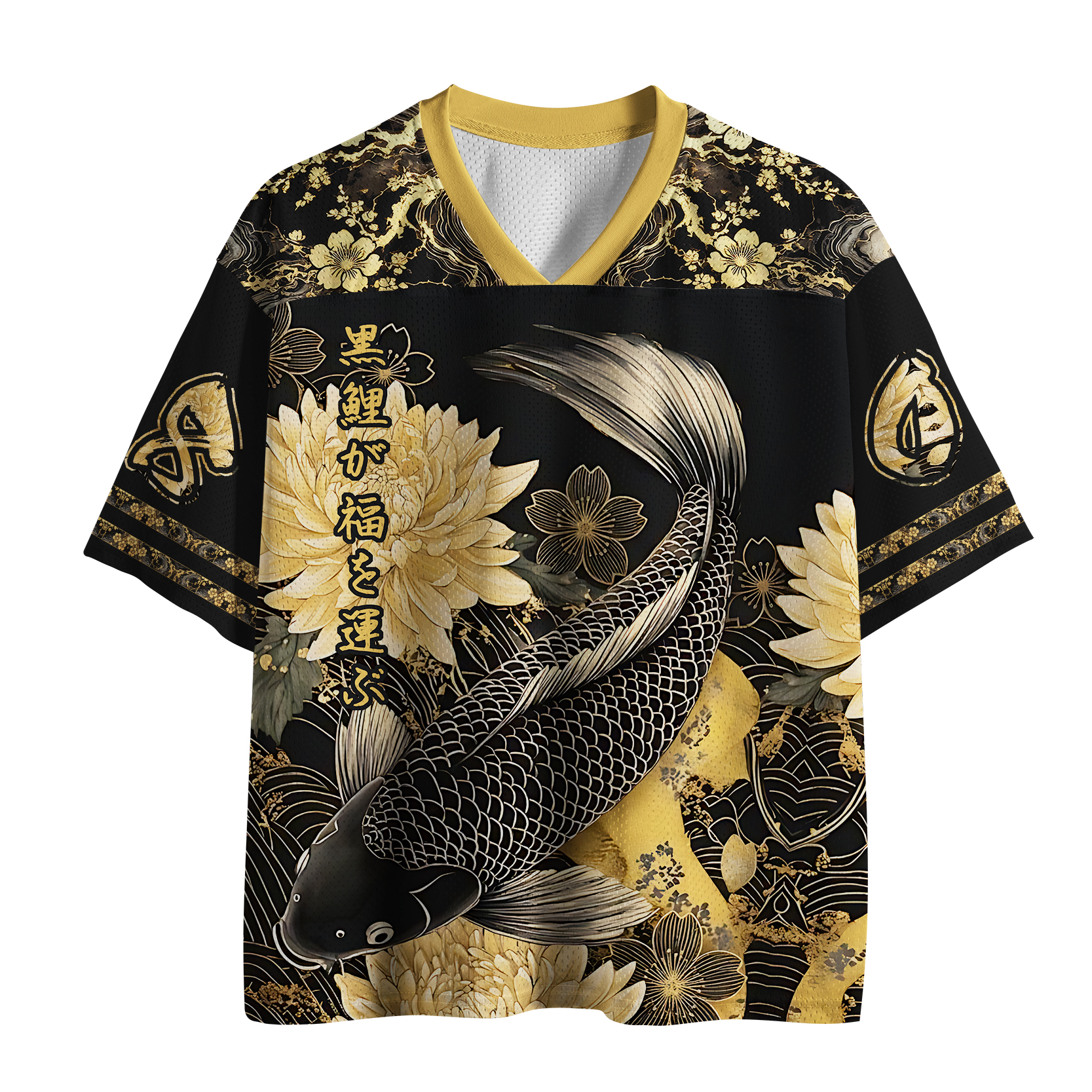 Tokyo-Tiger Black Koi Bringing Blessings Mesh Jersey