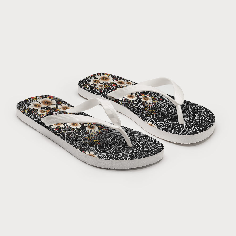 Tokyo-Tiger Floral Whirl Flip Flops
