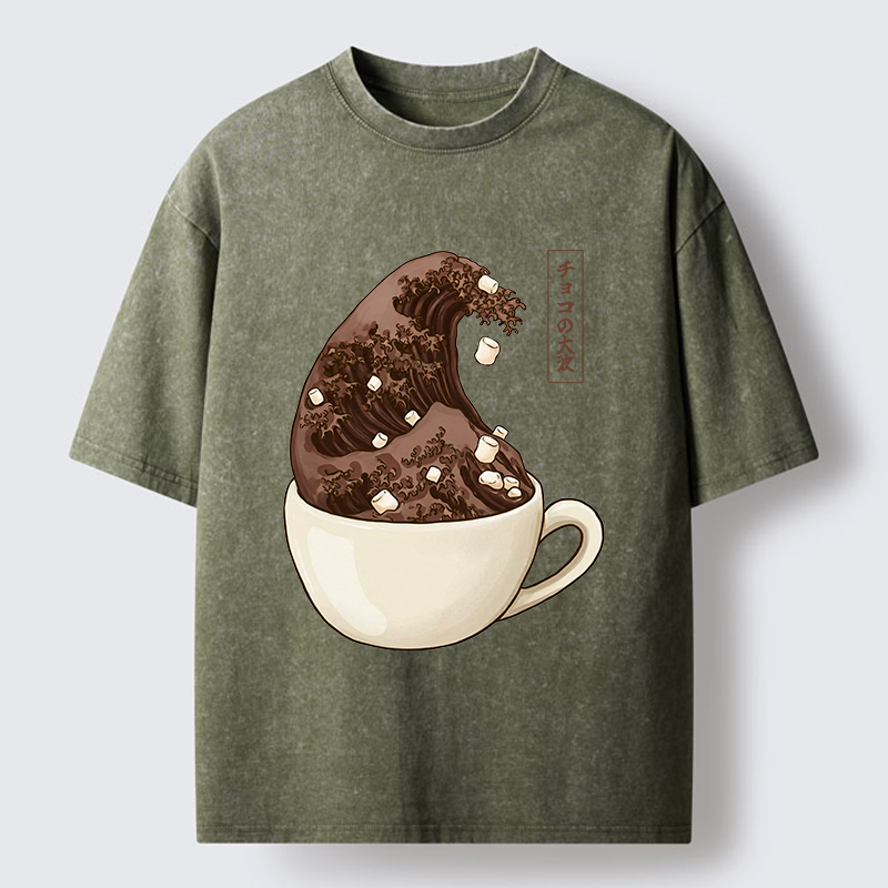 Tokyo-Tiger Coffee Wave Art Washed T-Shirt