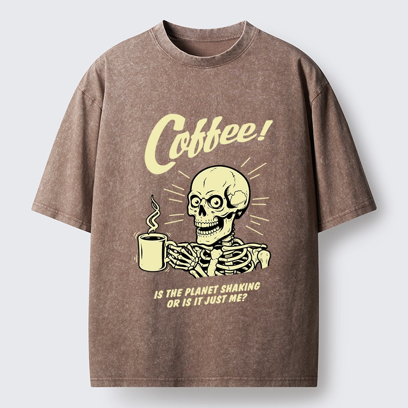 Tokyo‑Tiger Funny Skull Coffee Washed T‑Shirt