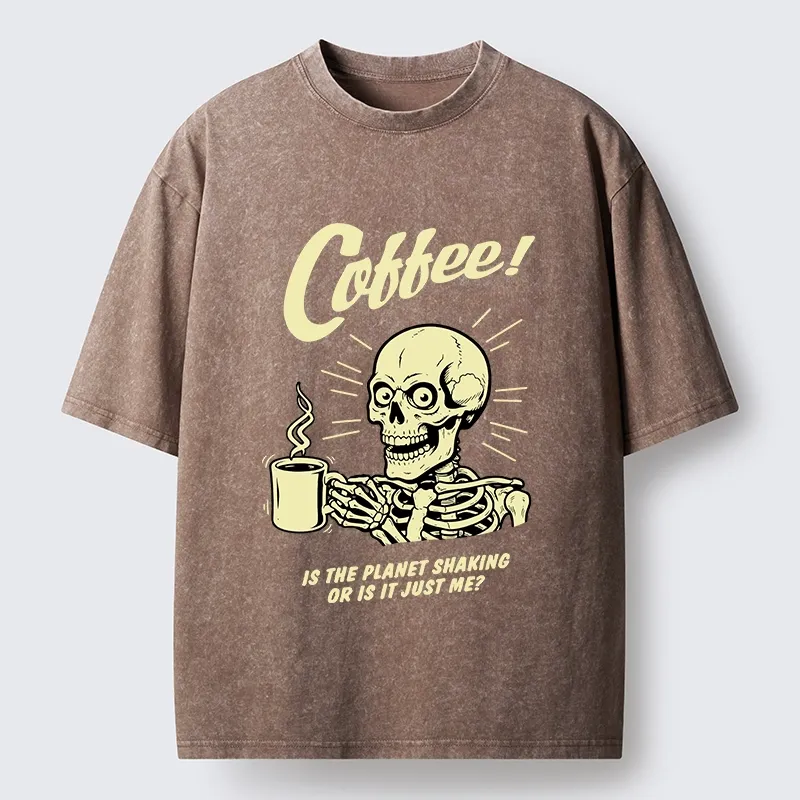 Tokyo‑Tiger Funny Skull Coffee Washed T‑Shirt