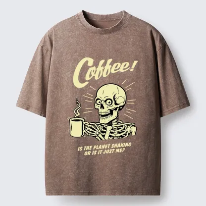 Tokyo‑Tiger Funny Skull Coffee Washed T‑Shirt