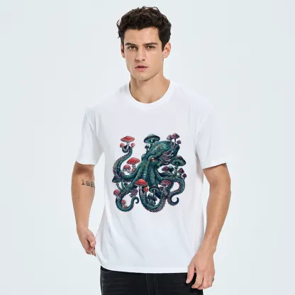 Tokyo-Tiger Octopus Covered In Mushrooms Classic T-Shirt
