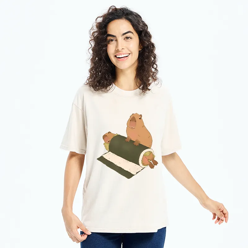 Tokyo-Tiger Capybara Sushi Washed T-Shirt