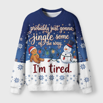 Tokyo-Tiger Sleepy Gingerbread Man Snowman Fuzzy Christmas Ugly Sweatshirt