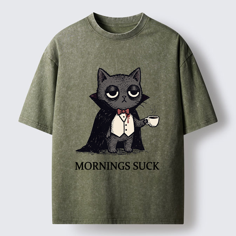 Tokyo-Tiger Funny Night Cat Meme Washed T-Shirt