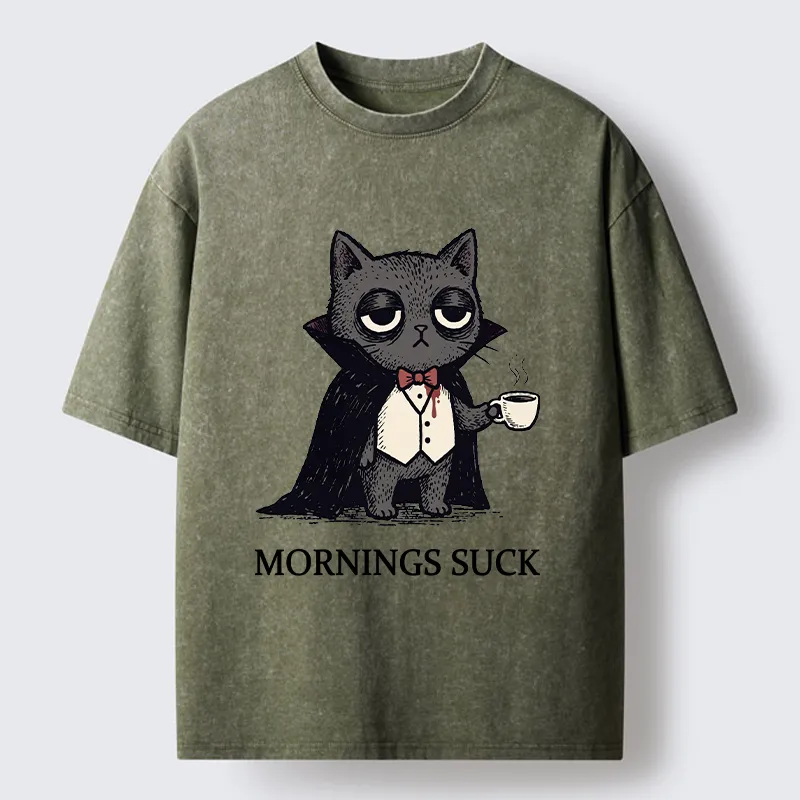 Tokyo-Tiger Funny Night Cat Meme Washed T-Shirt