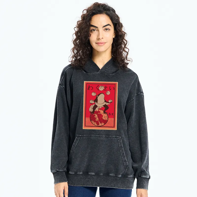 Tokyo-Tiger Wakusei Frog Funny Washed Hoodie