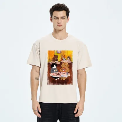 Tokyo-Tiger Cute Animal Cafe Washed T-Shirt